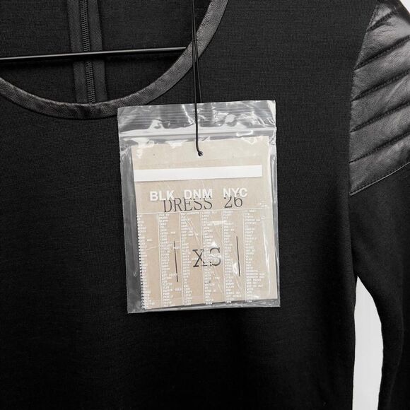 NWT BLK DNM Dress 26 Wool Blend Knit Dress With Leather Details Women's XS NEW - Picture 5 of 5